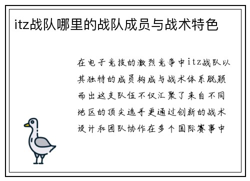 itz战队哪里的战队成员与战术特色